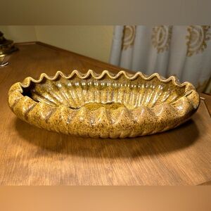 White Pottery P-207 California Speckled Tan & Brown Planter/Bowl 12.5" Vintage